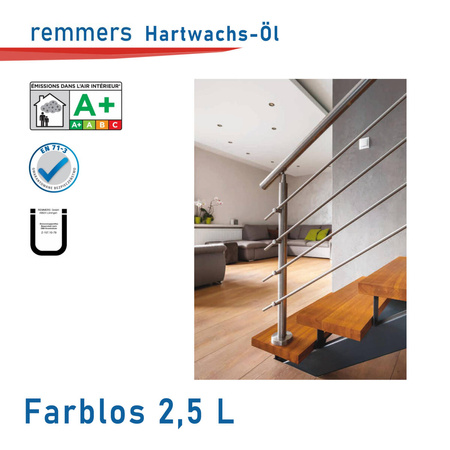 Remmers Hartwachs-Öl - natürliche Ölbasis für Holz im Innern Farblos - 2,5 L