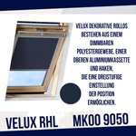 OUTLET VELUX RHL MK00 9050 Rollo mit Haken Dekorativ Blackout schnelle Montage