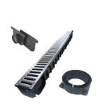 Entwässerungssystem MIDI KIT Dakota 6 m (2×3 m) – Set mit Rosten, Abläufen und Endkappen