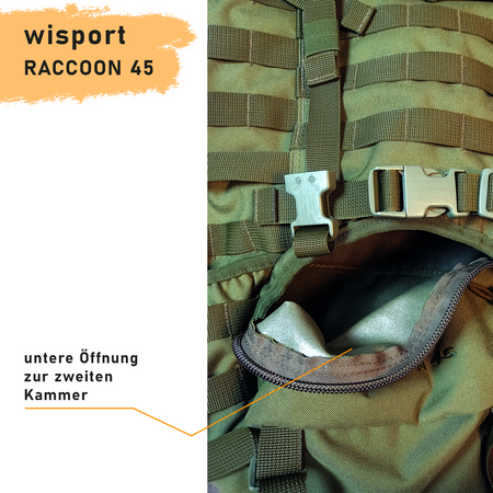 WISPORT RUCKSACK RACCOON 45 OLIVEGRÜN FAS PLUS Ergonomic, MOLLE, 2500 g, 45 L