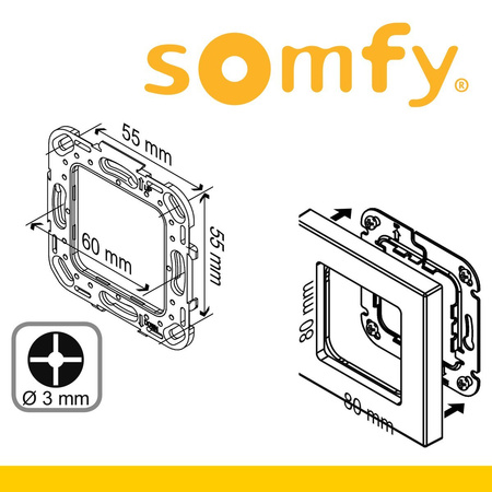 Somfy Smoove Origin RTS Pure Funk Wandsender inkl. Rahmen für Rollladen Markise 