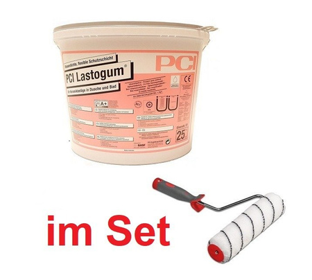 SET PCI Lastogum 25 kg Weiß Flüssigfolie Abdichtung Bad mit Farbwalze