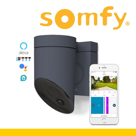 Somfy Außenkamera inkl. Sirene grau Outdoor Camera bei Nacht gestochen scharf 