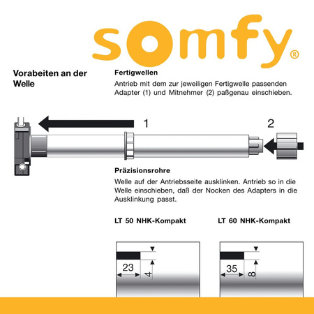 Somfy Rohrmotor Universalantrieb für Welle SW 60 LT 50 Mariner 40/17 NHK (CSI)