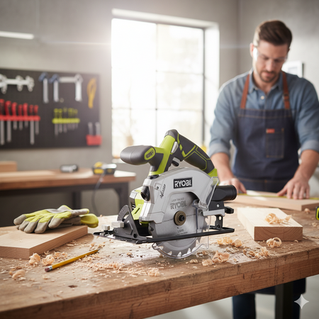 Ryobi RWSL1801M 18 V ONE+ Akku-Kreissäge, Laser, 150 mm (ohne Akku)