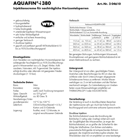 SCHOMBURG Aquafin i380 Horizontalsperre Abdichtung  trockene wand keller 550 ml